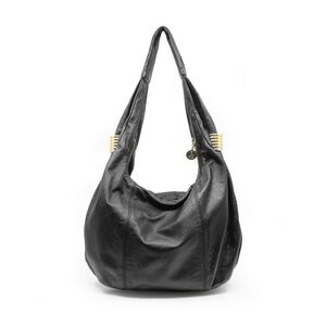 SAM ELDELMAN Leather Slouchy Hobo with Gold-Tone Rings and Hardware